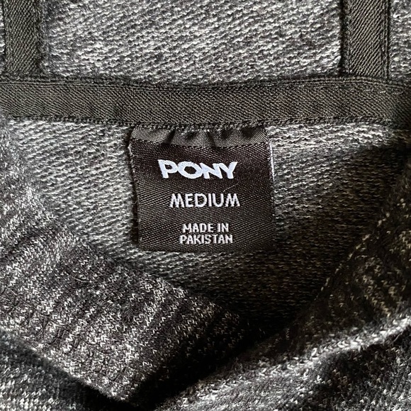 PONY Hooded Vest with Pockets Sleeveless Pullover Heathered Gray Knit Size M - Picture 7 of 10